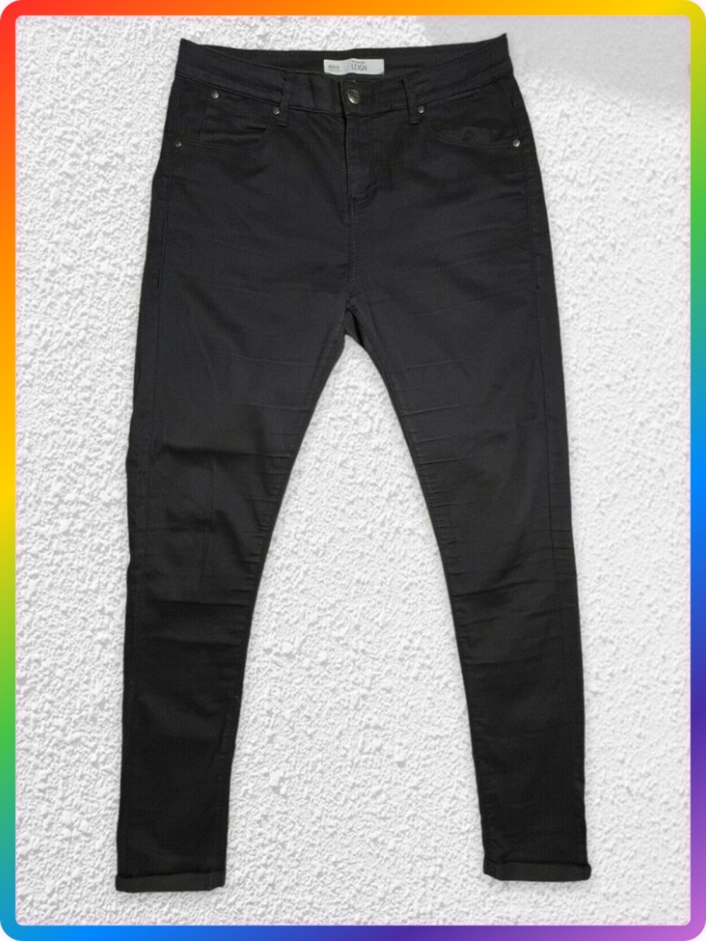 Topshop Moto Leigh High Rise Skinny Jeans WOMENS 30x27 Black Wash Ankle Classic